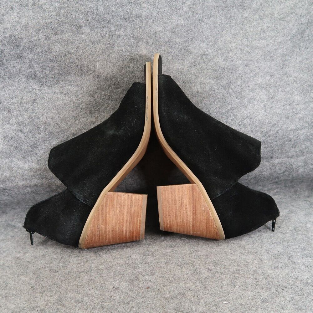 Susina Shoes Womens 10 Bootie Open Toe Leather Fashion Block Heel Cutout Black - Picture 10 of 14